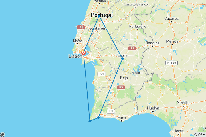 Carte du circuit Aventure au Portugal : road trip de l'Outback à l'Atlantique
