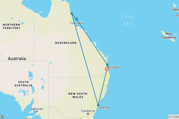 Carte du circuit Australian Vanlife : East Coast & Sunkissed Wonders !