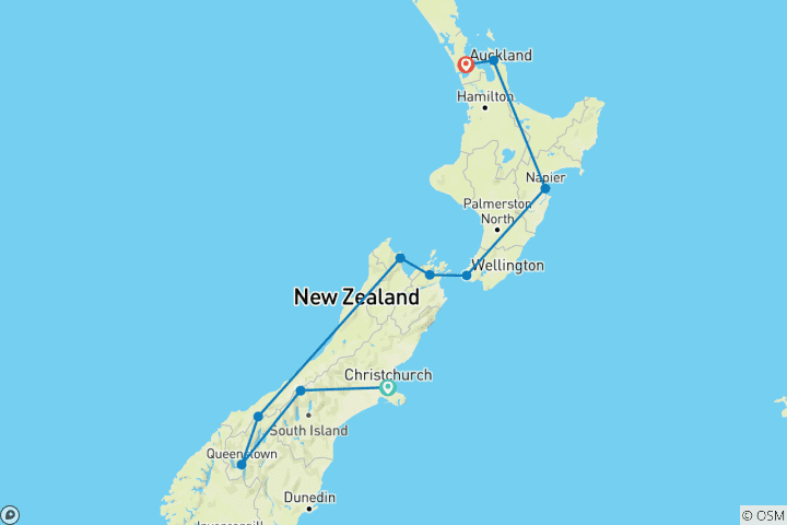 Carte du circuit Nouvelle-Zélande Vanlife : Roadtrip Adventure & Kiwi Culture (10 destinations)