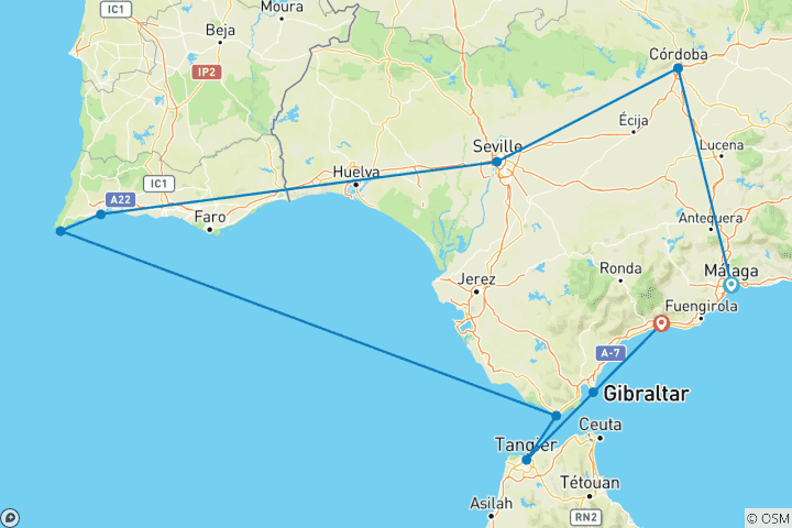 Map of Spain, Portugal & Morocco: Road Trip of Contrasts (from Malaga to Marbella)