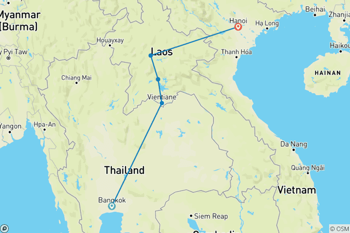 Mapa de Laos Bucketlist: Naturaleza inexplorada y templos dorados