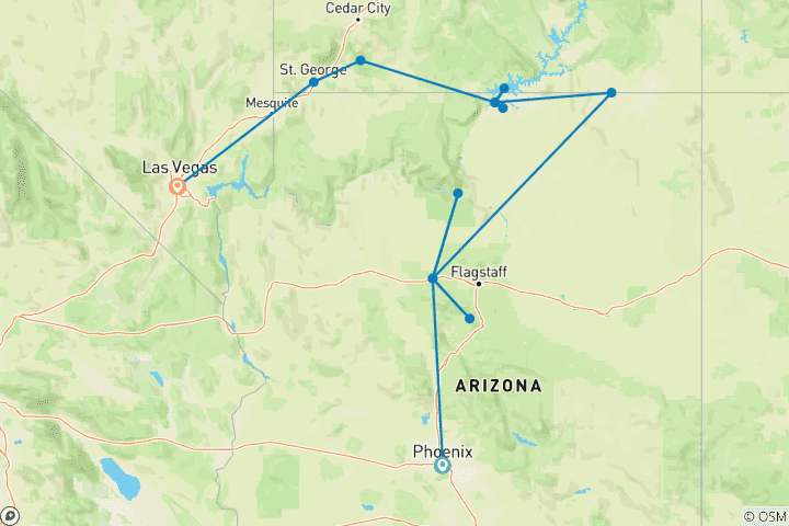 Carte du circuit Wild West USA : Epic Canyons & Fabulous Vegas