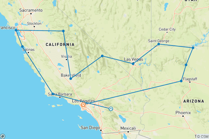 Carte du circuit Rêver de la Californie : Canyons, Casinos & Coastal Vibes ! (from Palm Springs to Los Angeles)