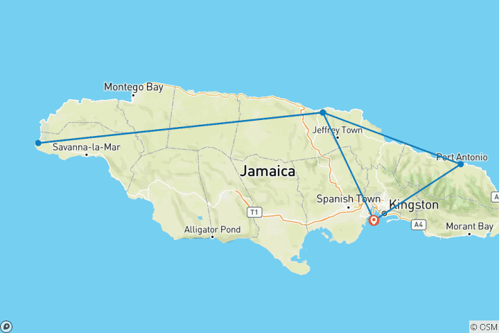 Map of Road Trip Jamaica: Reggae Beats Meet Caribbean Sun