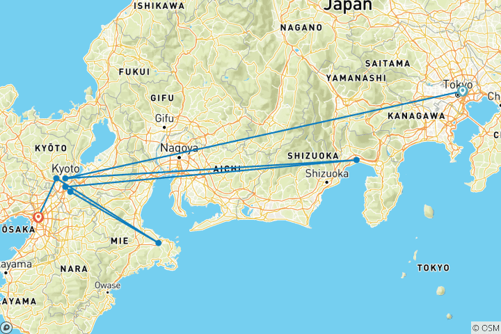 Carte du circuit Iconic Japan : merveilles futuristes et traditions intemporelles (including Fuji)