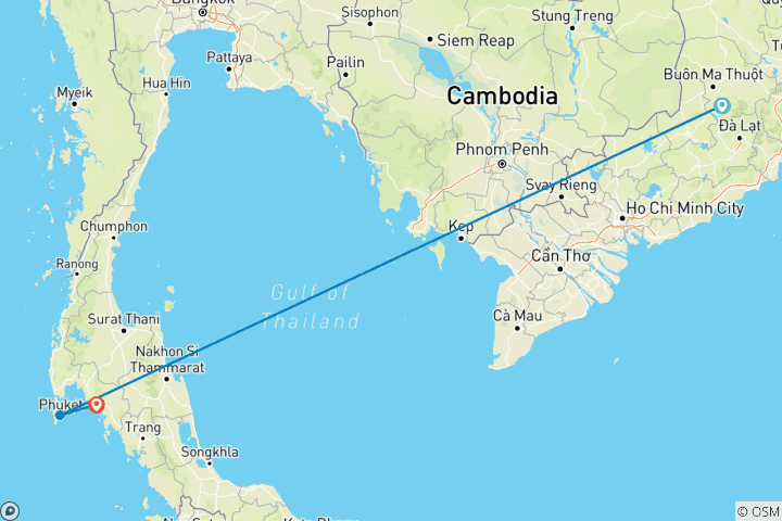 Carte du circuit Explorez la Thaïlande : Beach More & Worry Less (from Lắk to Krabi)