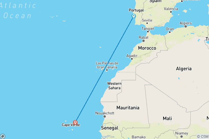 Carte du circuit Cap-Vert & Lisbonne : une ville colorée rencontre une île salée