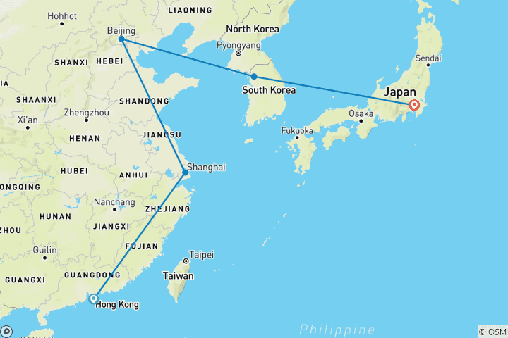 Map of China, South Korea & Japan: From Hong Kong malls to Great Walls