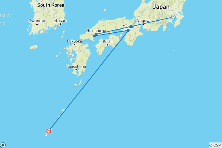 Map of Japan goes Okinawa: Sushi, Shinto & Sunshine Vibes (6 destinations)