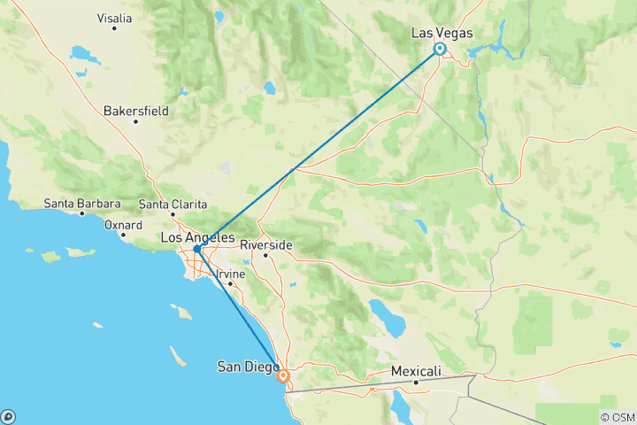 Carte du circuit Roadtrip aux États-Unis : Cruisin' from the Strip to the Shore (3 destinations)