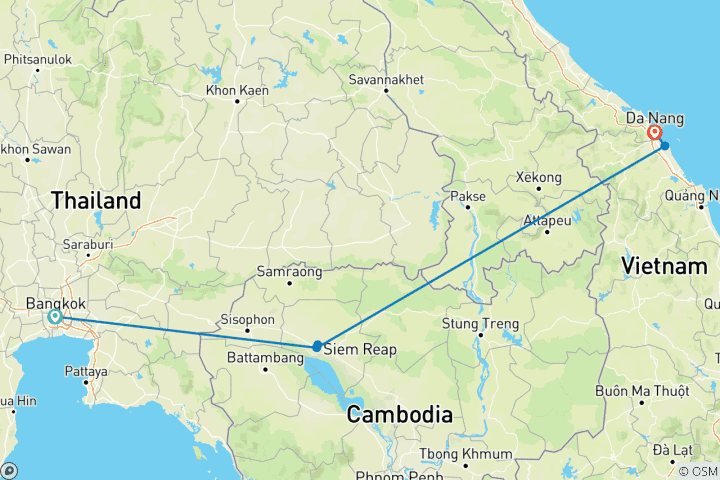 Map of Asia Bucket List: Thailand, Cambodia & Vietnam (12 destinations)