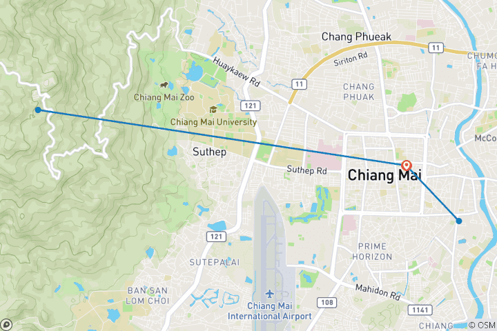 Kaart van 5-daagse cultuur- en natuurreis in Chiang Mai: Tempels, Olifanten & Dorp van de Heuvelstam
