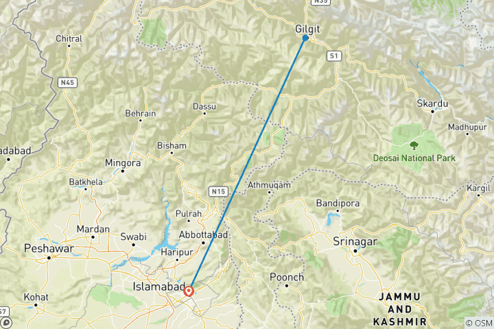 Carte du circuit Trek du col de Pakora (2025-26)