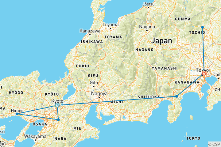 Karte von Japan zum Kennenlernen