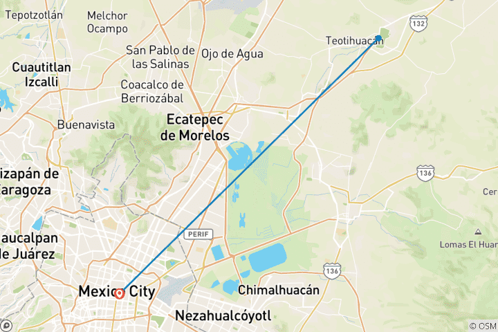 Carte du circuit Séjour à Mexico : Tacos, Teotihuacan et Frida Kahlo