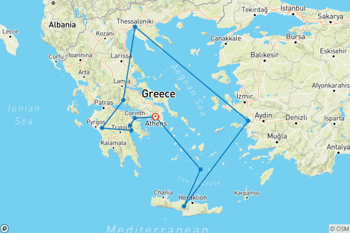 Carte du circuit Le meilleur de la Grèce (Tous, avec 7 jours de croisière, cabine Premier, 17 jours)