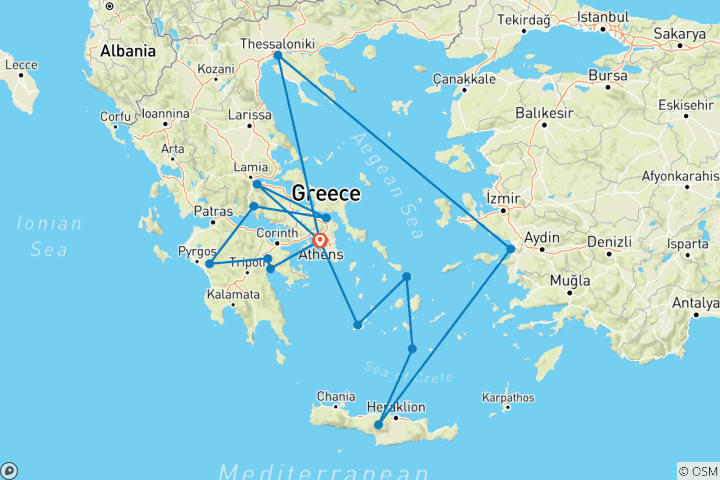 Carte du circuit Fables grecques (Idyllic, Premium Cruise)