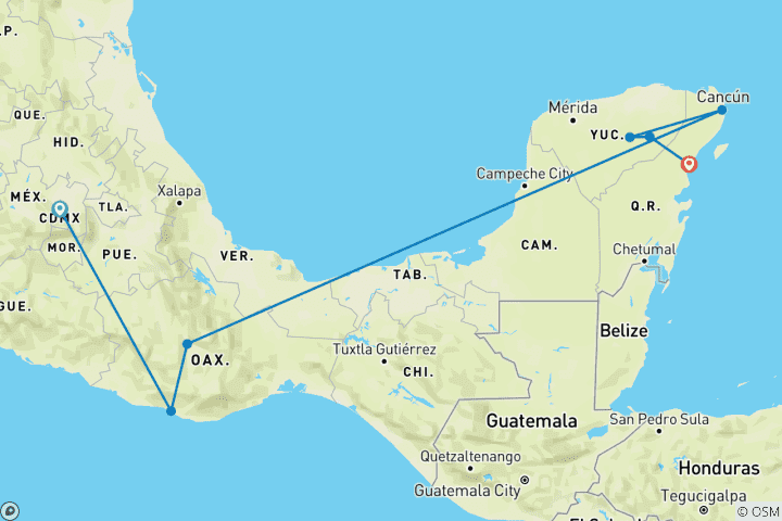 Map of Essential Mexico Adventure - 10 days