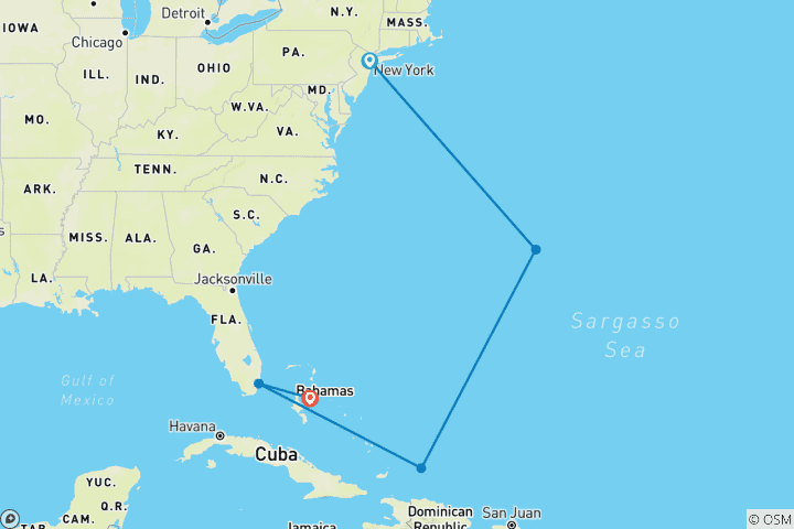 Carte du circuit Sons de la découverte : De New York aux Bahamas