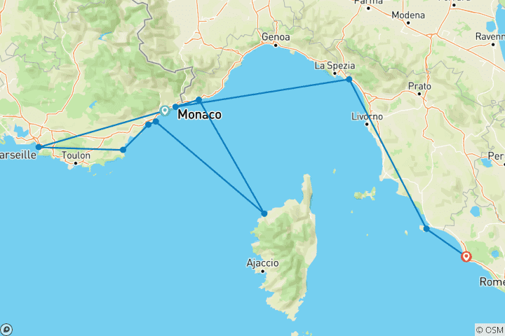 Carte du circuit Côte d'Azur, Corse et Grand Prix de Monaco