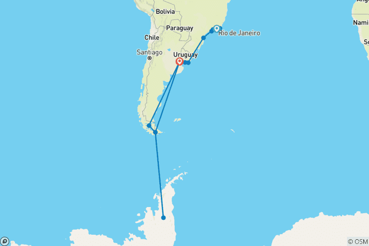 Map of Ultimate Voyage: South America & Antarctic Discovery