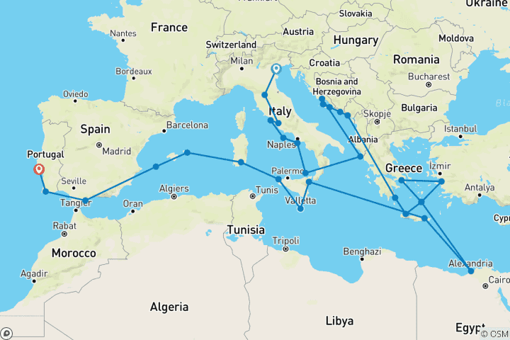Karte von Ultimative Reise: Mittelmeer & Pyramiden
