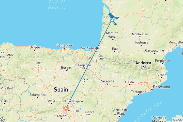 Map of Beautiful Bordeaux with Madrid 2026