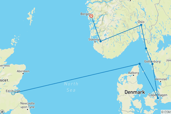 Karte von Schottland und die norwegischen Fjorde