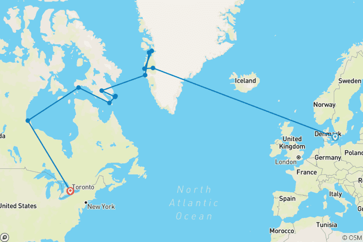 Karte von Grönland zur Hudson Bay & die kanadische Arktis