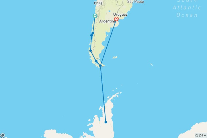 Map of Ultimate Chilean Fjords & Antarctica’s Weddell Sea