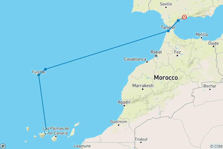 Carte du circuit Îles de l'Atlantique et côte marocaine