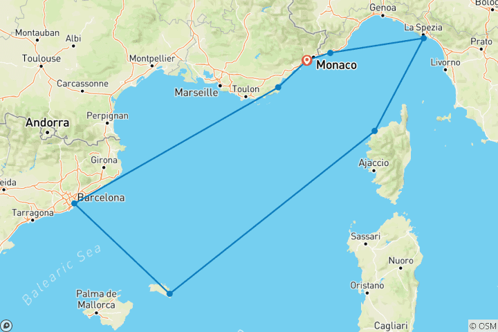 Carte du circuit Les joyaux de la Méditerranée