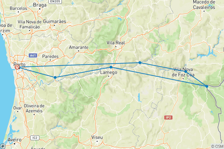 Carte du circuit Inoubliable Douro 2026