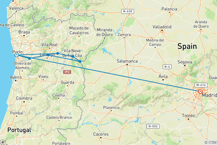 Carte du circuit Inoubliable Douro avec Madrid 2026