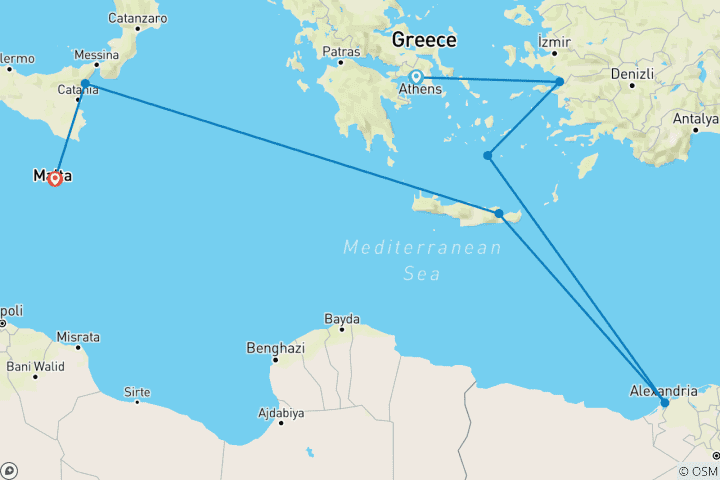 Carte du circuit Îles grecques, Turquie et pyramides