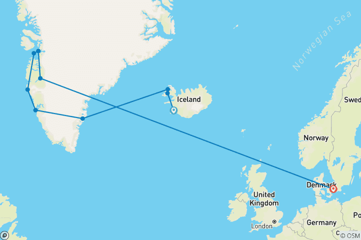 Map of Iceland to Greenland & the Glaciers of Disko Bay 2027