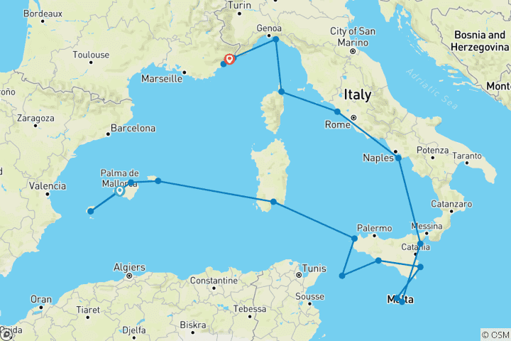 Carte du circuit L'ultime Méditerranée en profondeur