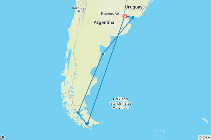 Karte von Patagonien & die chilenischen Fjorde