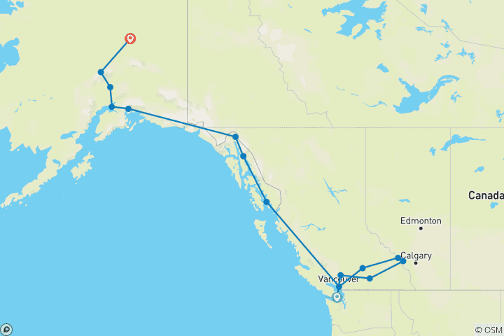 Map of Canadian Rockies, Alaska & Arctic Circle 2026