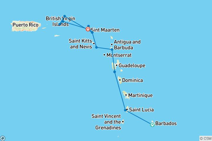 Map of Discover the Pearls of the Caribbean 2026