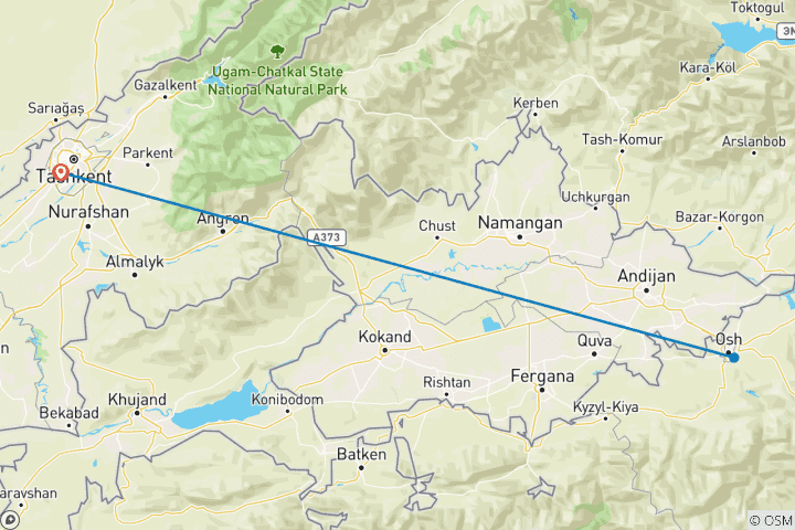 Carte du circuit Sommets des Pamirs (Tashkent-Tashkent)