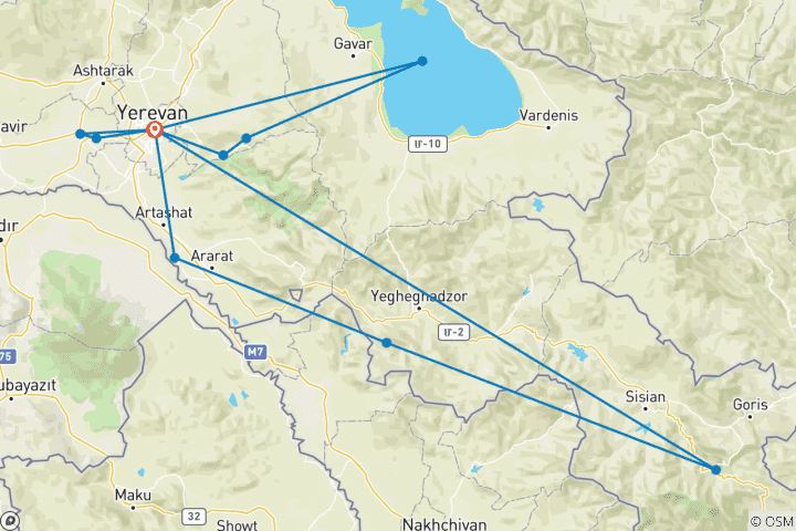 Map of Armenia - Group Guaranteed Tour - 5 days / 4 nights 2026