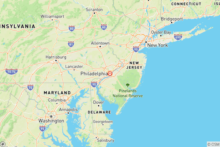 Karte von Philadelphia und Amish Country, 1-Tages-Tour ab NYC