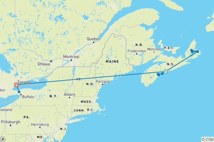 Karte von Canada goes Wild: Nova Scotia Roadtrip to Falls & Skylines