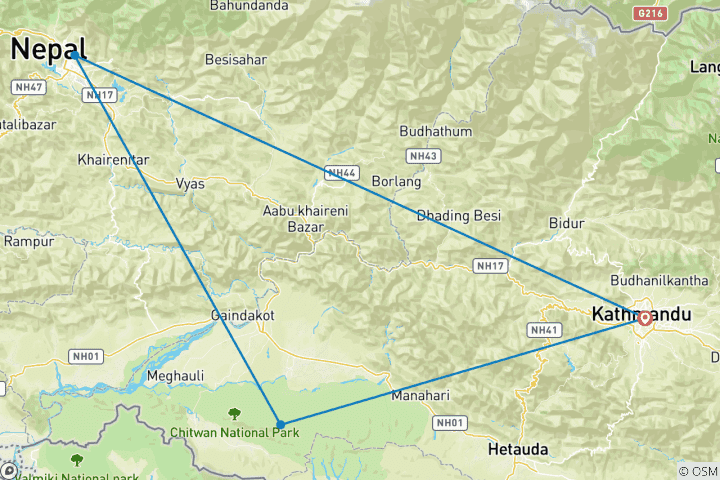 Map of Nepal tour: An affordable way to travel (8 days)