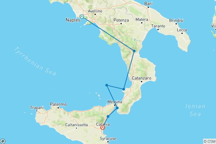 Carte du circuit Italie : Les hauts lieux de la Calabre