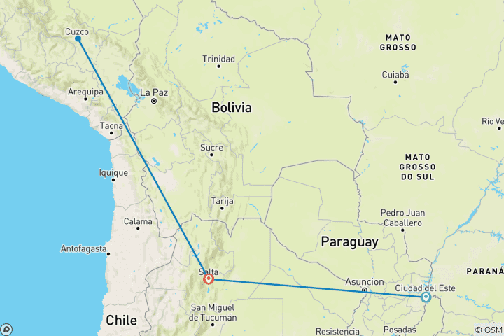Carte du circuit Argentine : chutes d'Iguazú et Salta - 7 jours