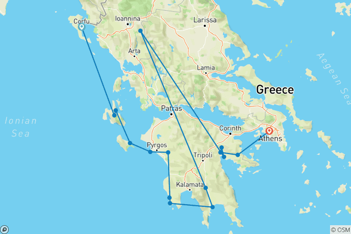 Carte du circuit Croisière dans le Péloponnèse 2026