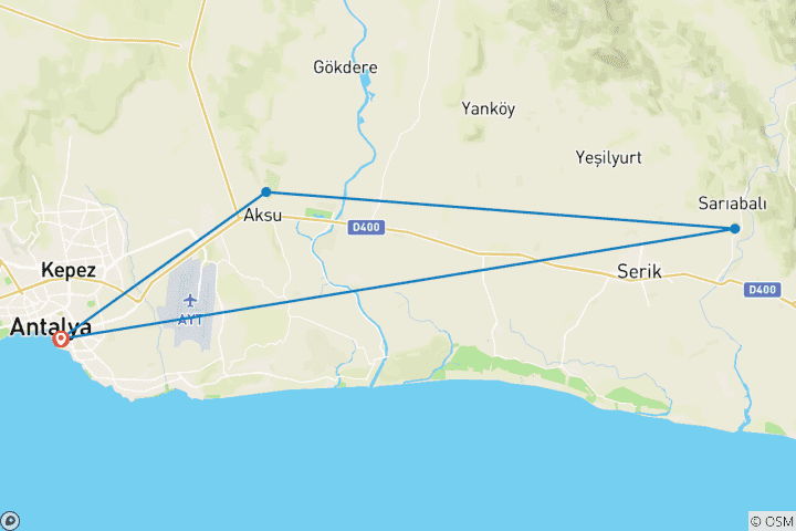 Carte du circuit Excursion privée à Antalya