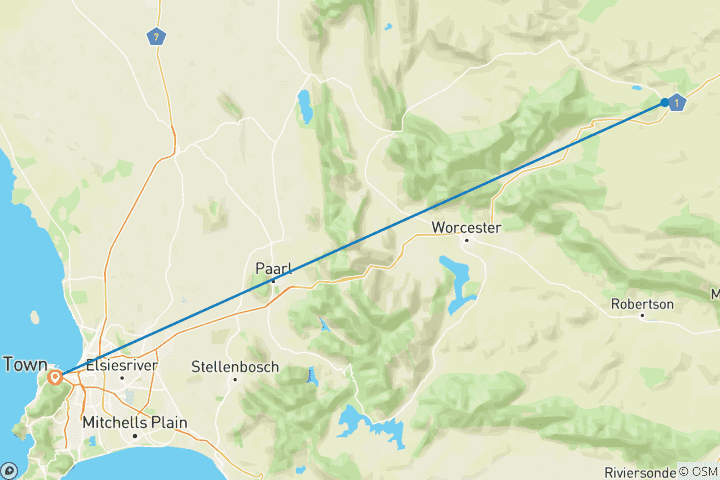 Carte du circuit 2 jours - Safari en voiture avec les Big Five dans la réserve de chasse d'Aquila
